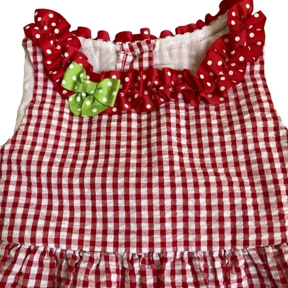 Emily Rose Girls Red White Gingham Seersucker Summer Dress Watermelon Size 3T - Picture 7 of 14